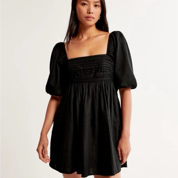 Abercrombie & Fitch Dresses & Skirts - Abercrombie & Fitch | Emerson rushed puff sleeve poplin mini dress